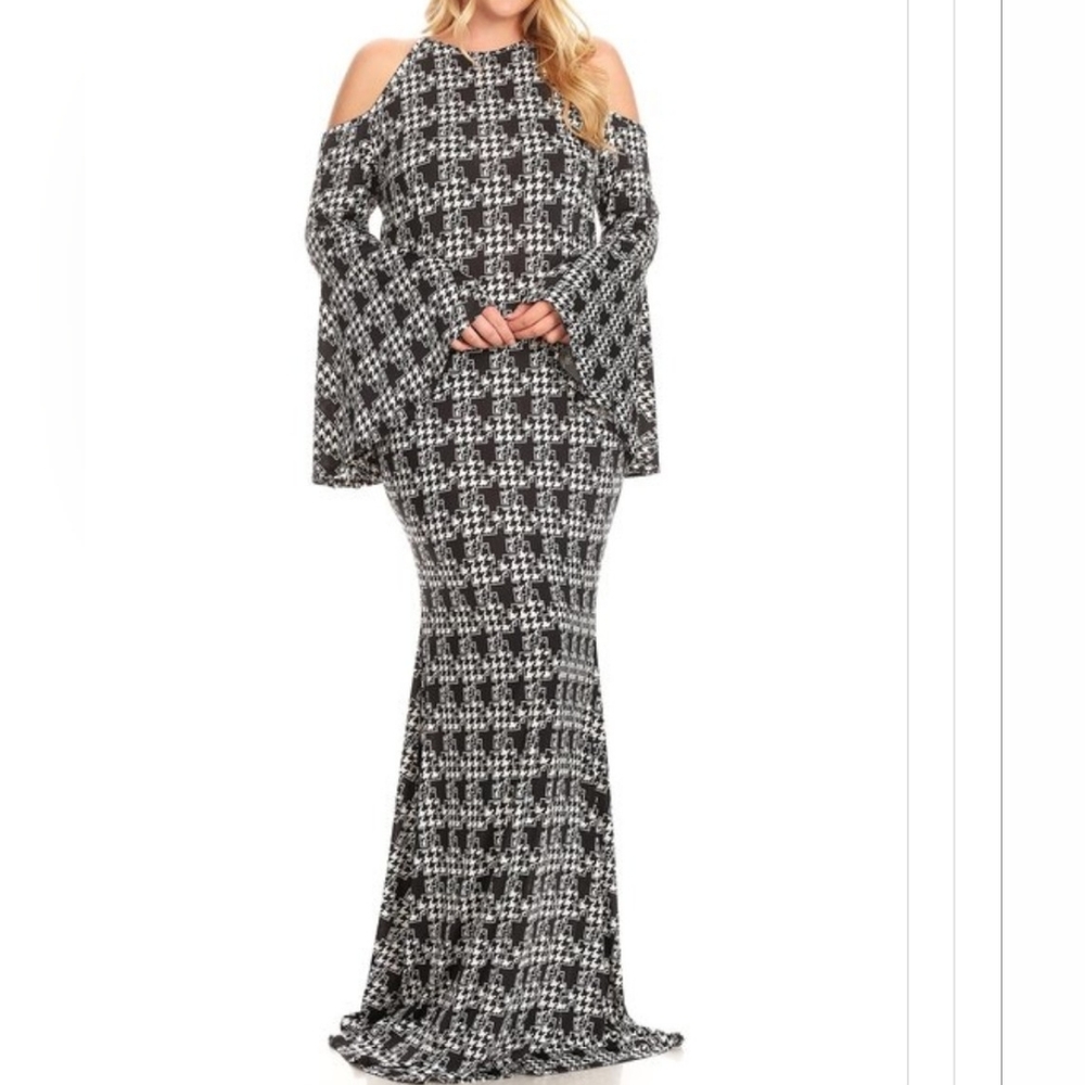 SEXY DIVA BLACK AND WHITE MAXI DRESS Sz 3X